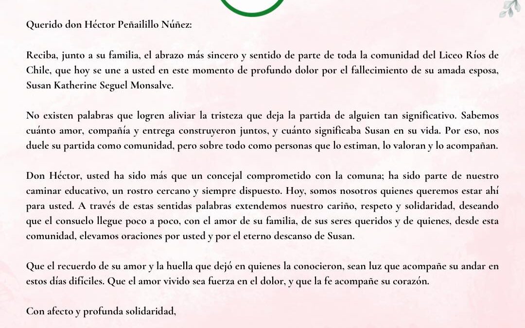 Con profundo pesar y solidaridad